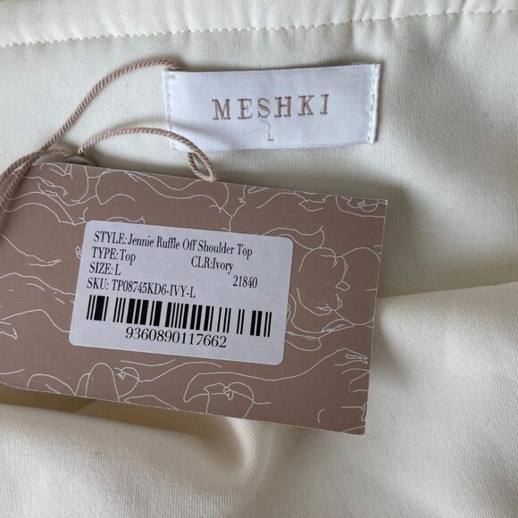 Meshki Jennie Ruffle Off Shoulder Top | Ivory | Women’s Size L - Picture 4 of 5